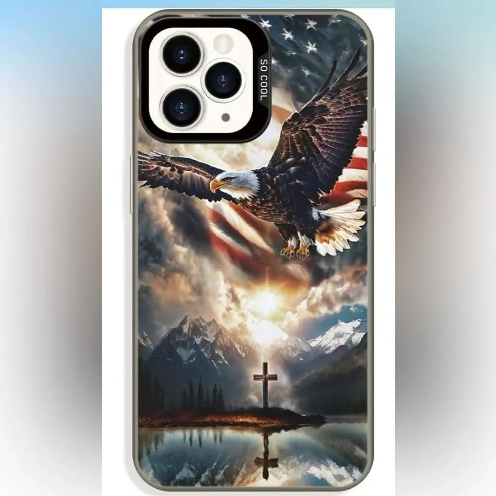 Eagle American Flag Case Compatible with iPhone 15 Pro Max 6.7 inch, Non-Slip